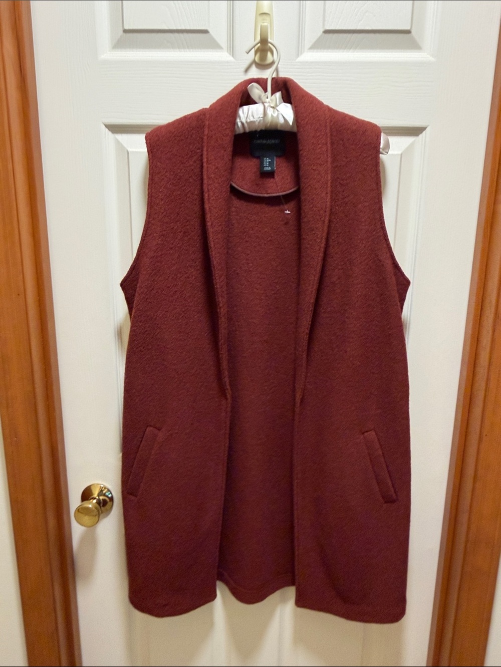 Cynthia Rowley Women's Sleeveless Open Front Long Vest - Rust